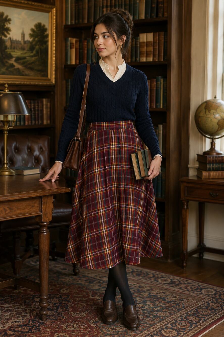 Kennar Ann Tjian Vintage Wool Blend Plaid Skirt Fits Like M - Picture 1 of 4